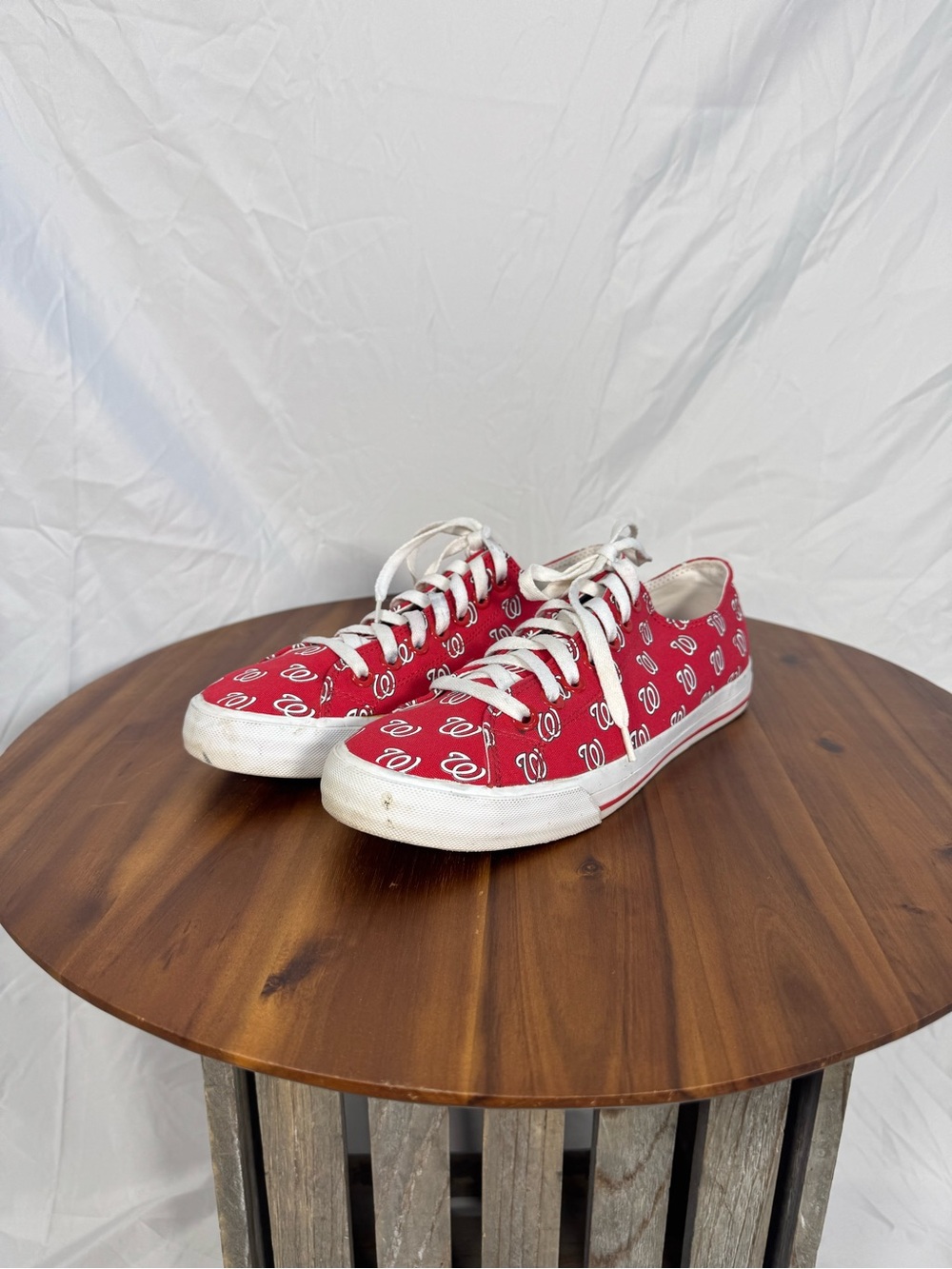 Red Logo-Print Nationals Low Top Sneakers